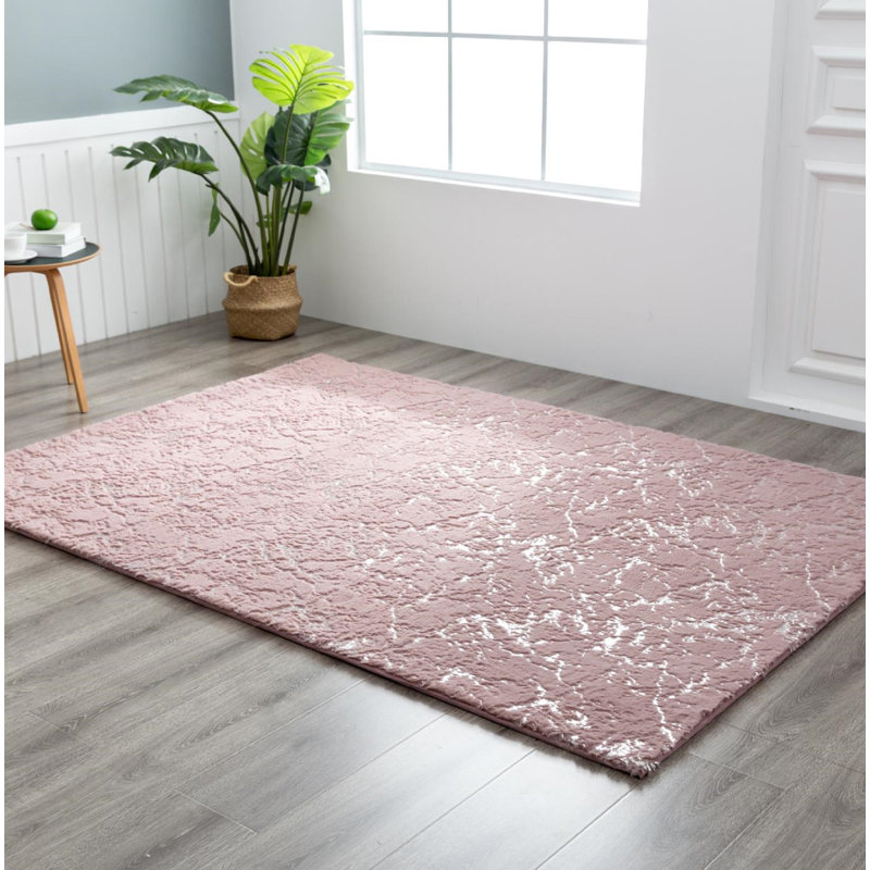 Tapis rose à motif abstrait Ridgeley, Rectangle 5 pi x 7 pi