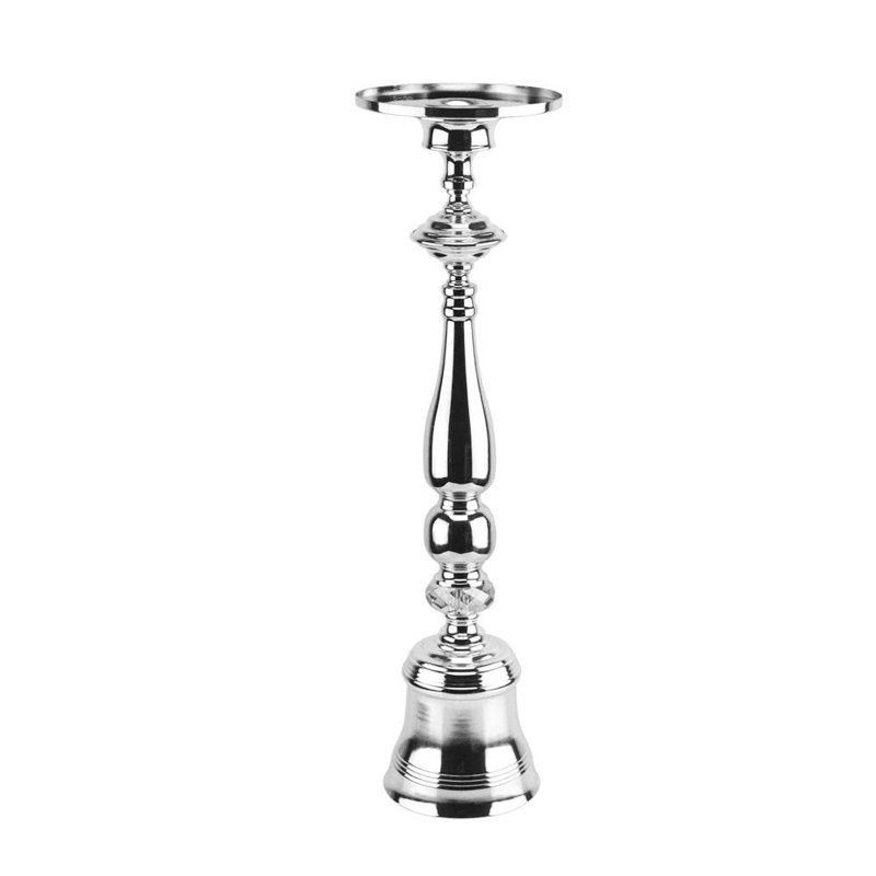 Metal Tabletop Candlestick, 24" H x 6.5" W x 6.5" D, Silver