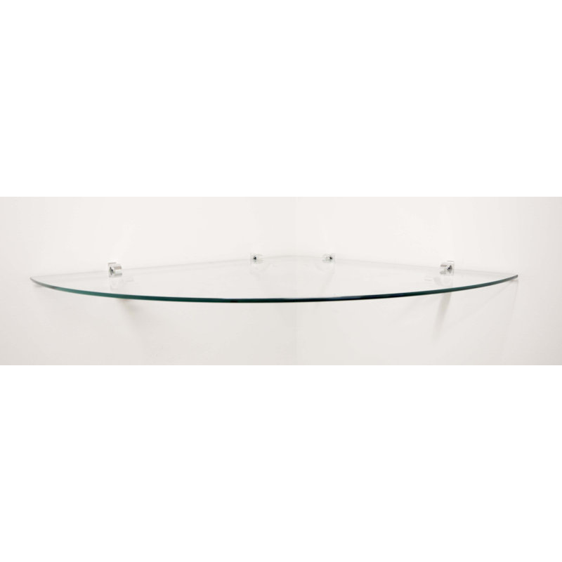 Daesean Glass Corner Shelf, Chrome, 3" H x 20" W x 20" D