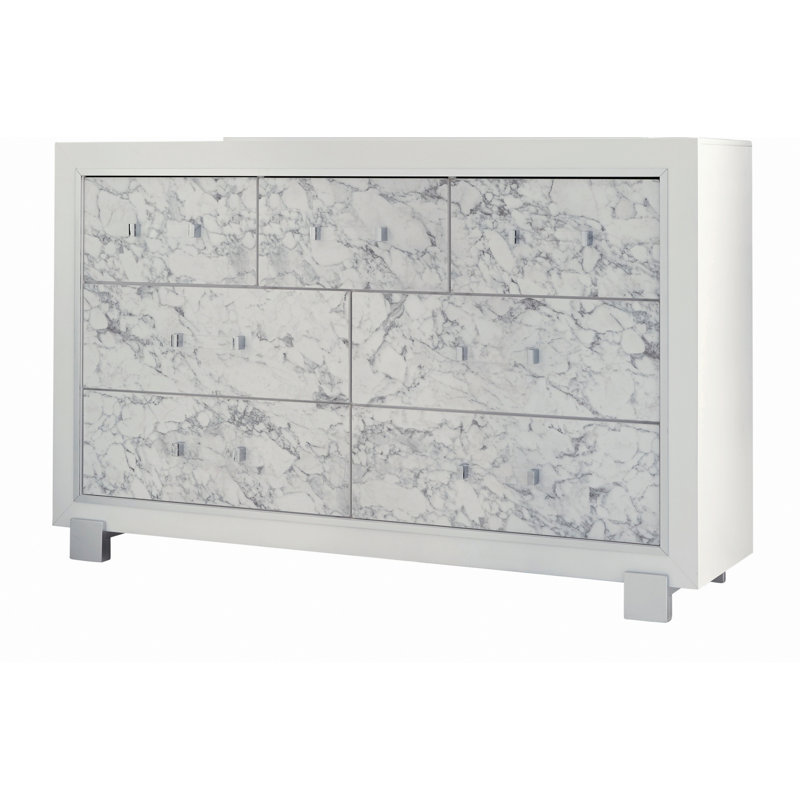 Commode de style moderne avec 7 tiroirs de rangement, commode avec rangement pour espace de vie