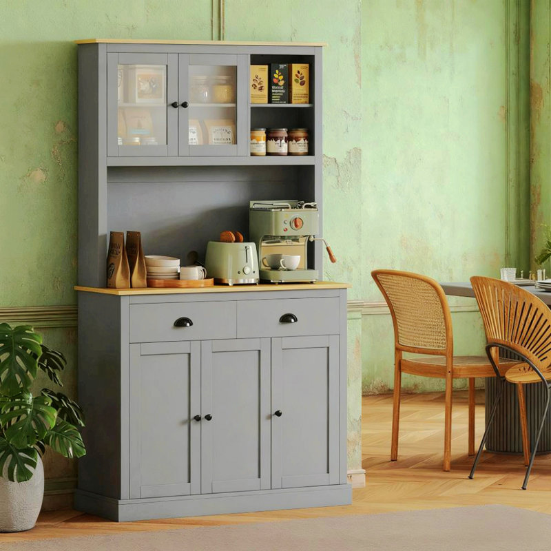 Armoire de cuisine autoportante de 71 po de hauteur, Grey