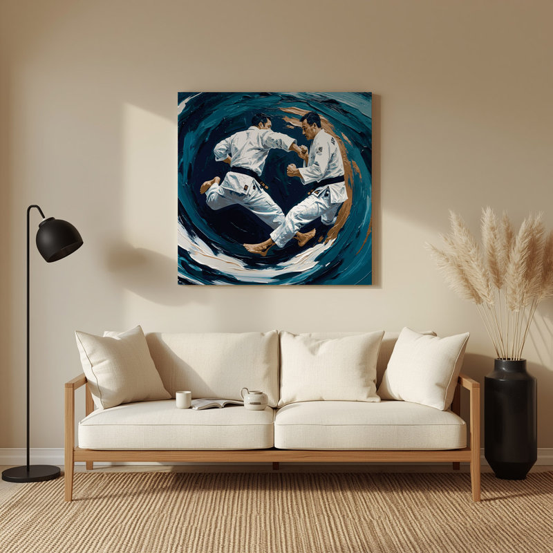 Art mural bleu en métal Sports Judo, H 32 po x l 32 po x P 0,05 po