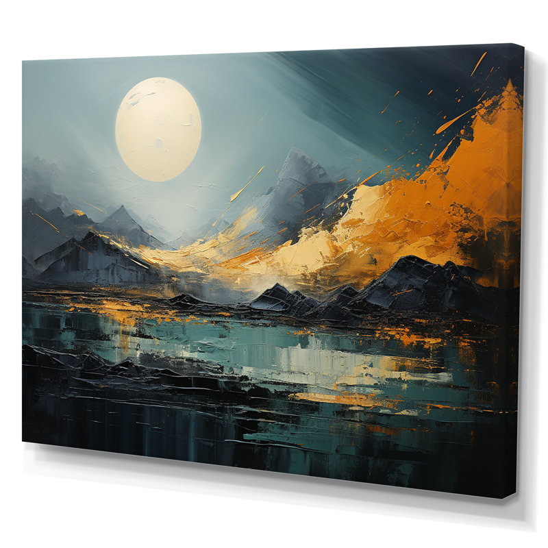 Gris et jaune, paysage de montagne abstrait III - paysage abstrait, Toile tendue, H 30 po x l 40 po x P 1,5 po
