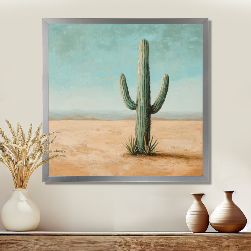 Cactus dans le désert III - Cactus, art mural, Reproduction encadrée d'une seule photo, Argent argent, H 16 po x l 16 po