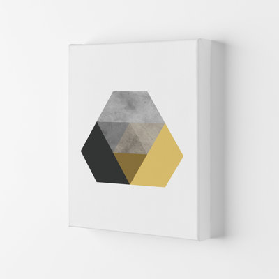 Geometric Mustard And Black Hexagon by Pixy Paper - Print