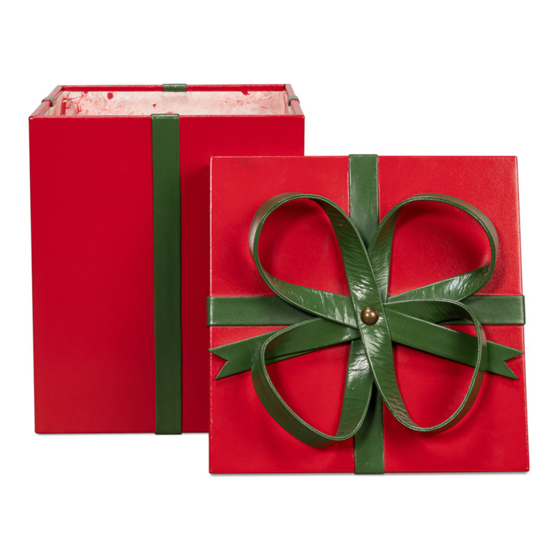Ferrell 3 - Piece Leather/Wood Holiday Boxes Decorative Accent, Red