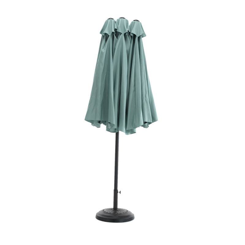 Parasol extérieur à double face de 14,8 pi avec manivelle, grand auvent rectangulaire pour plus d'ombrage et de durabilité