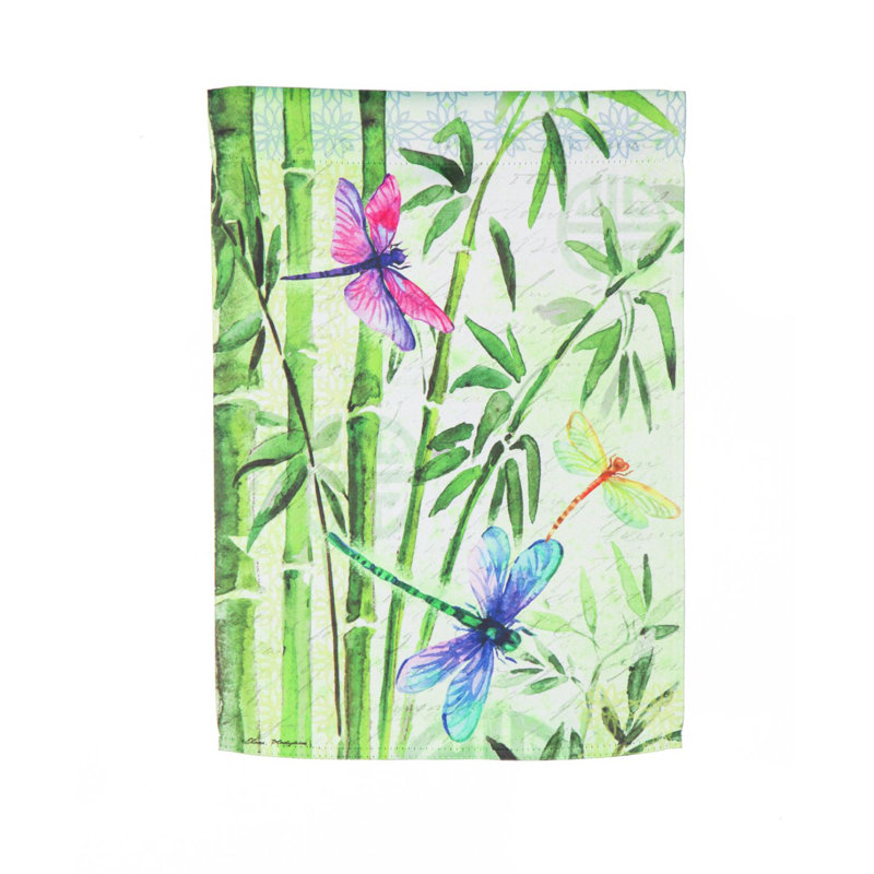 Drapeau de jardin en polyester en bambou libellules
