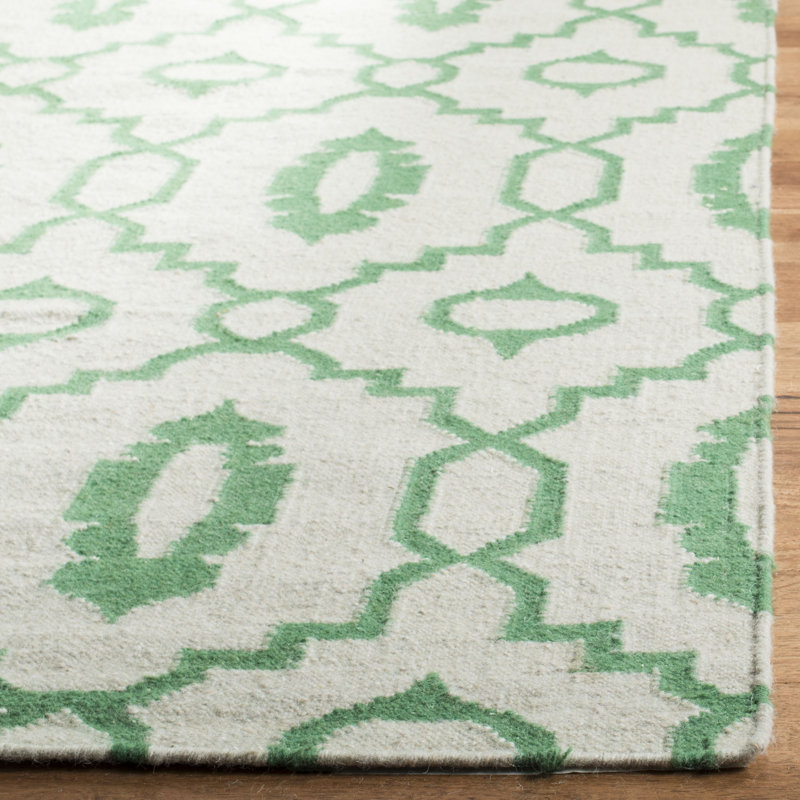 Rodgers Hand Woven Flat Weave Wool Geometric Rug, Rectangle 9' x 12'