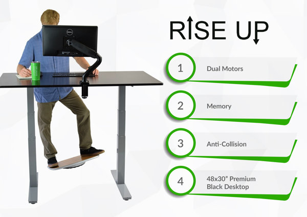 RISE UP electric standing desk height adjustable sit stand up computer –  UncagedErgonomics