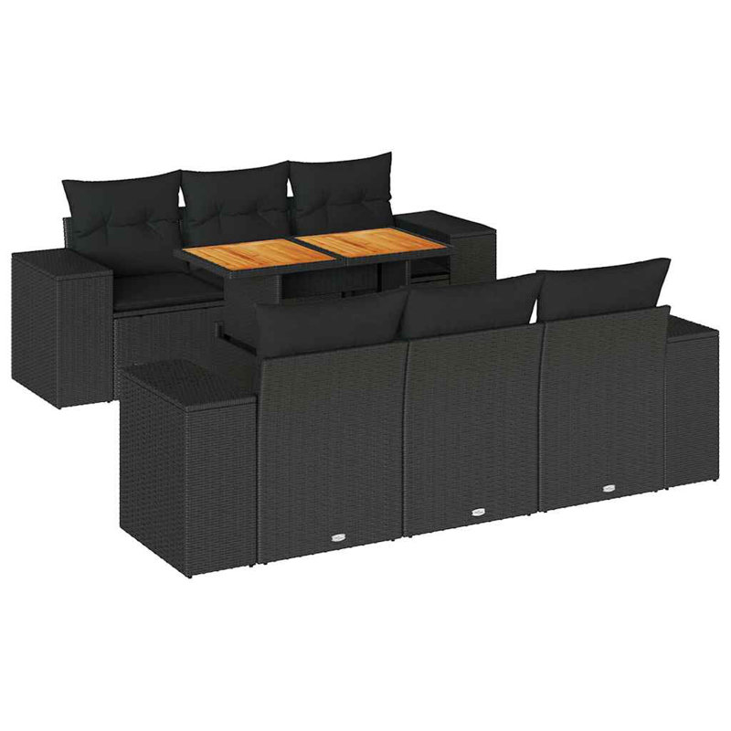  Ensemble de canapé de jardin noir