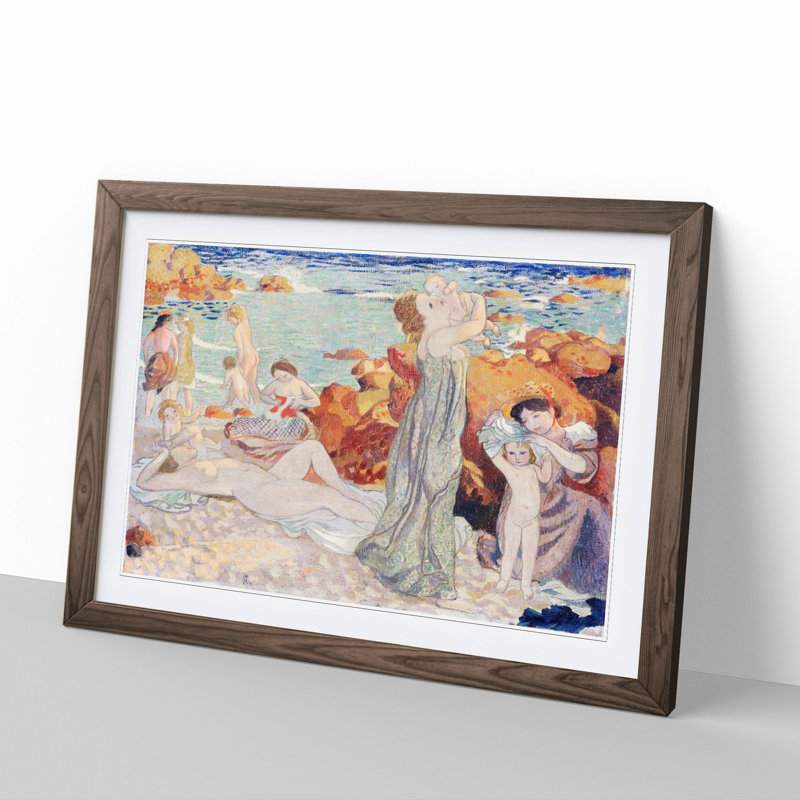 Bathers by Maurice Denis - Picture Frame Painting, Walnut Framed, 27cm H x 36cm W x 2cm D