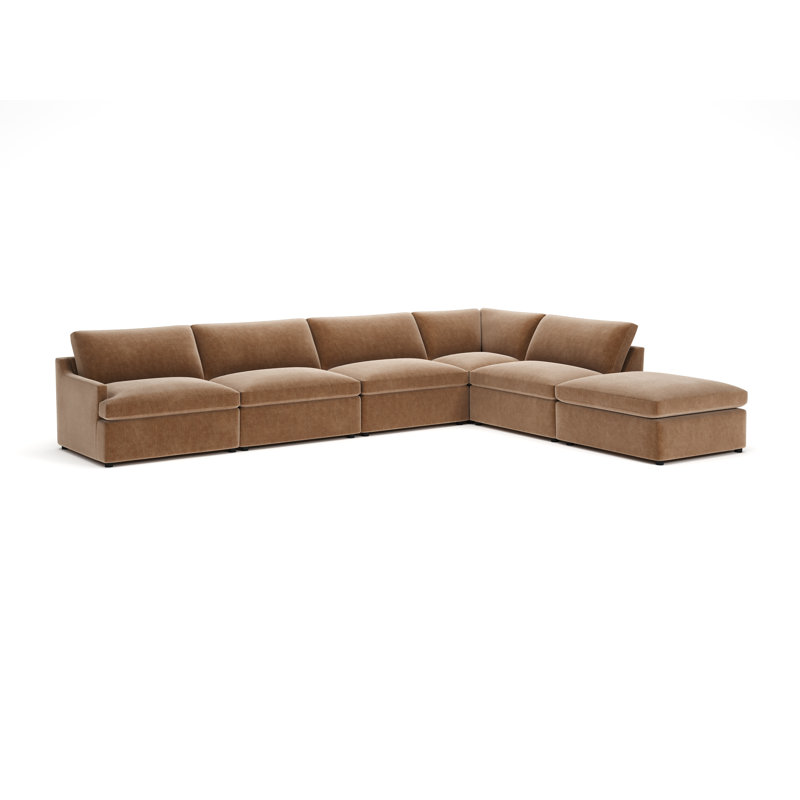 Essex 6-Piece Upholstered Modular Sectional, Right Hand Facing, Andrew Cognac Performance Chenille