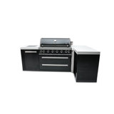 Mont Alpi 6-Burner 115000 BTU 90 Degree Corner Black Stainless Steel Outdoor Island Barbecue Grill
