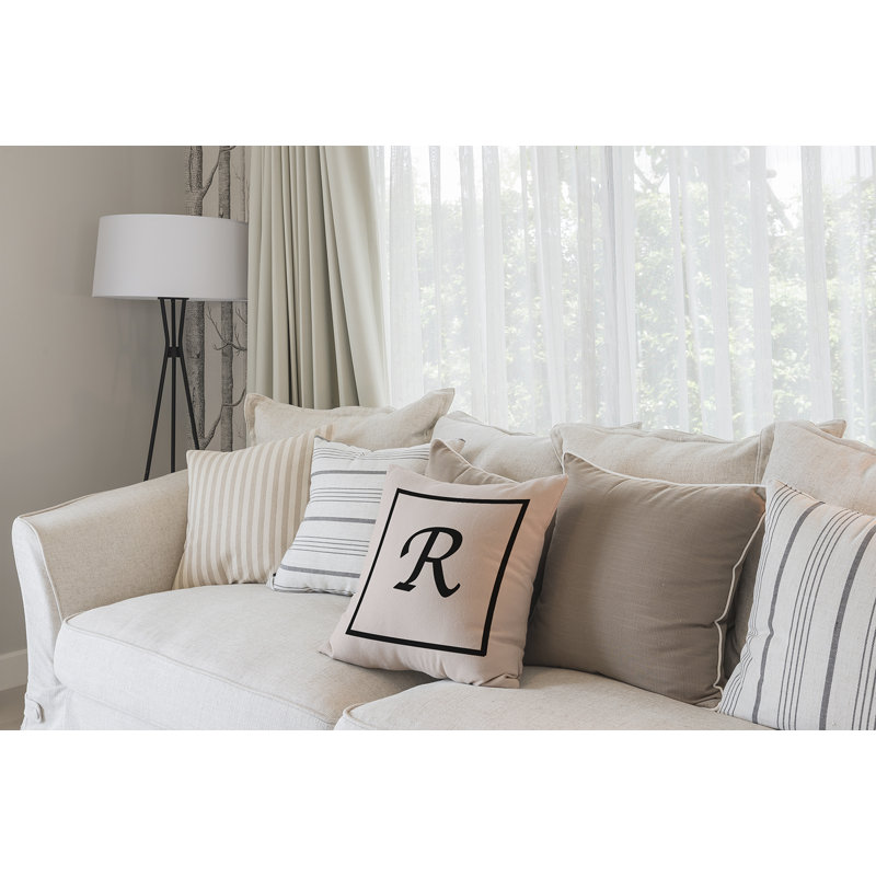 Reversible Throw Pillow, 20"x20", Flax/Black, R