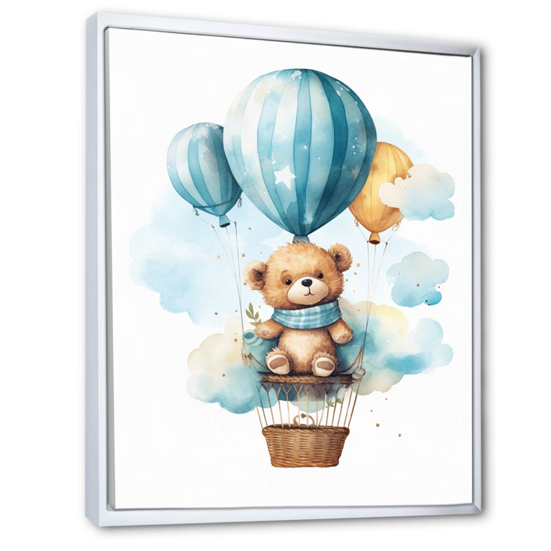 «Nursery Bear Cub Children Dreams II», H 40 po x l 30 po x P 1,5 po, Cadre flottant blanc