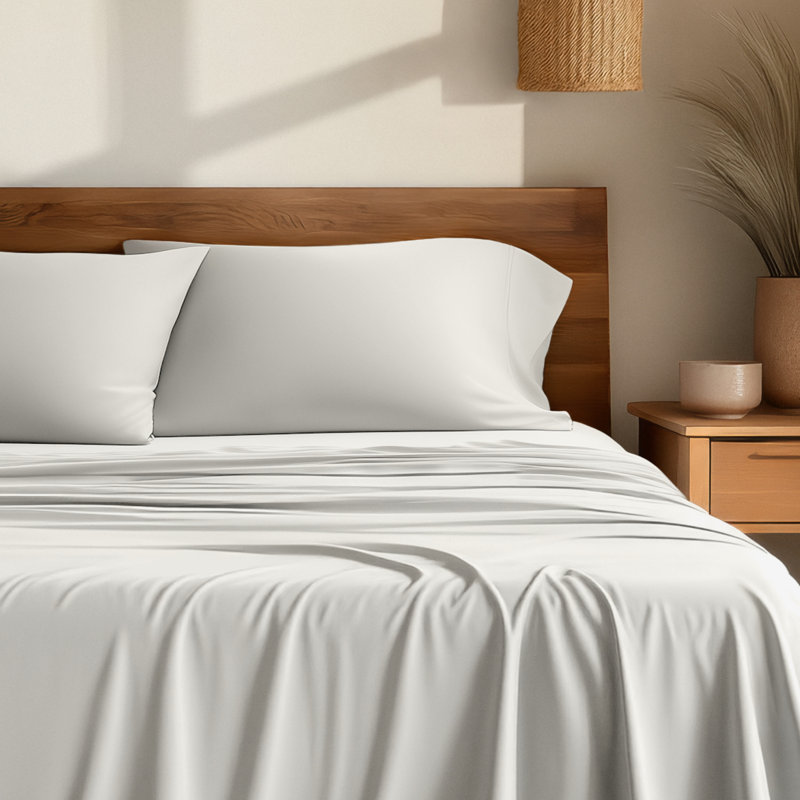 Sheet Set - Rayon from Bamboo, Queen Sheet Set with 2 Pillowcases, Cream