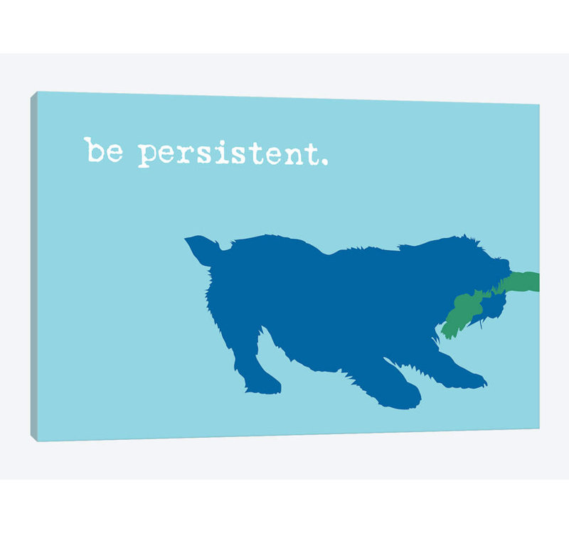 «Be Persistent, Blue On Blue» par Dog is Good and Cat is Good - reproduction d'art sur toile tendue, 18 po x 26 po x 1,5 po