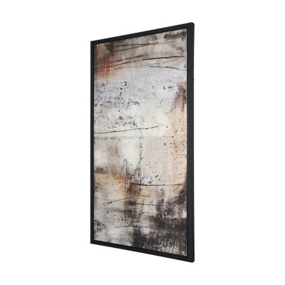 Blk Wht Bronze By Jennifer Goldberger A Hand Embellished Textured Framed Canvas
