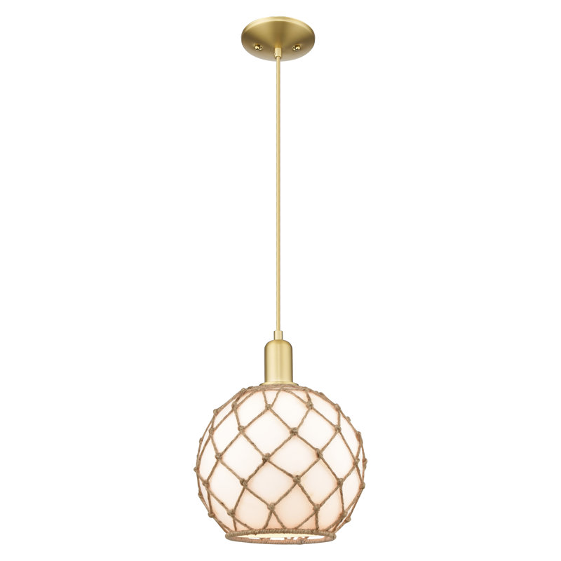Arcadia - Ametra - Mini-luminaire suspendu à cordon 1 lumière 10 po, H 12,83 po x l 10 po x P 10 po, Or satiné