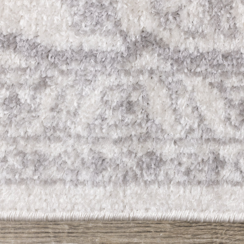 Vanille Oriental White Grey Traditional Indoor Rug, Rectangle 6'7'' x 9'6''