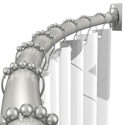 Curved Shower Curtain Rod - 43-72 Inches Adjustable, Rustproof Round Bowed Shower Curtain Rod, Aluminum, Curved Shower Rods For Bathroom, Need To Drill, Nickel