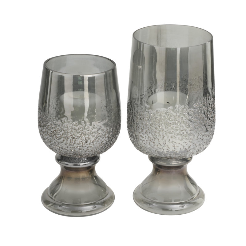 Ensemble de porte-bougie gris texturé