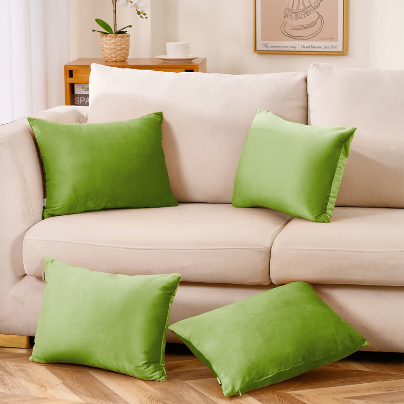 Housse de coussin en velours (ensemble de 4 housses de coussin seulement), Vert pomme