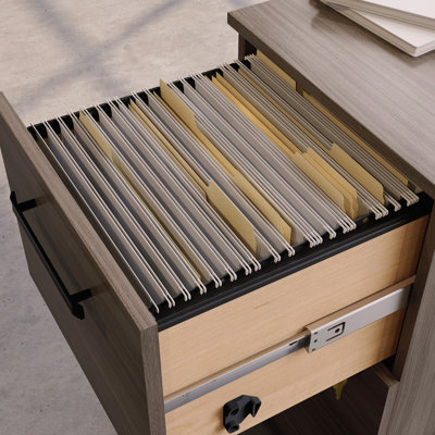 2-Drawer Mobile Pedestal, Brown finish