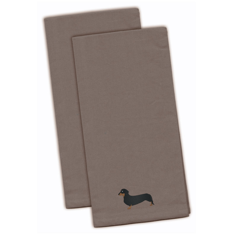 Cotton Embroidered Tea Towel Kitchen Towel, Gray, 28" H x 19" W x 0.1" D