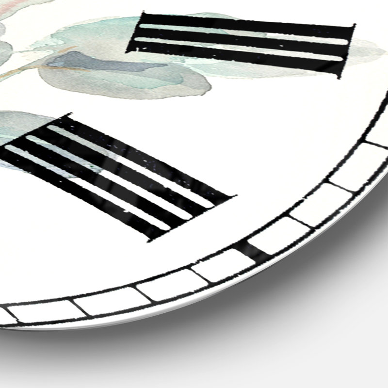 Eucalyptus feuilles I - Horloge murale traditionnelle, horloge murale en métal vert, Petit