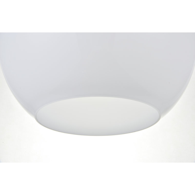 Luminaire suspendu sphérique simple à 1 lumière Snead, Chrome, Blanc givré, H 68 po x l 7,9 po x P 7,9 po
