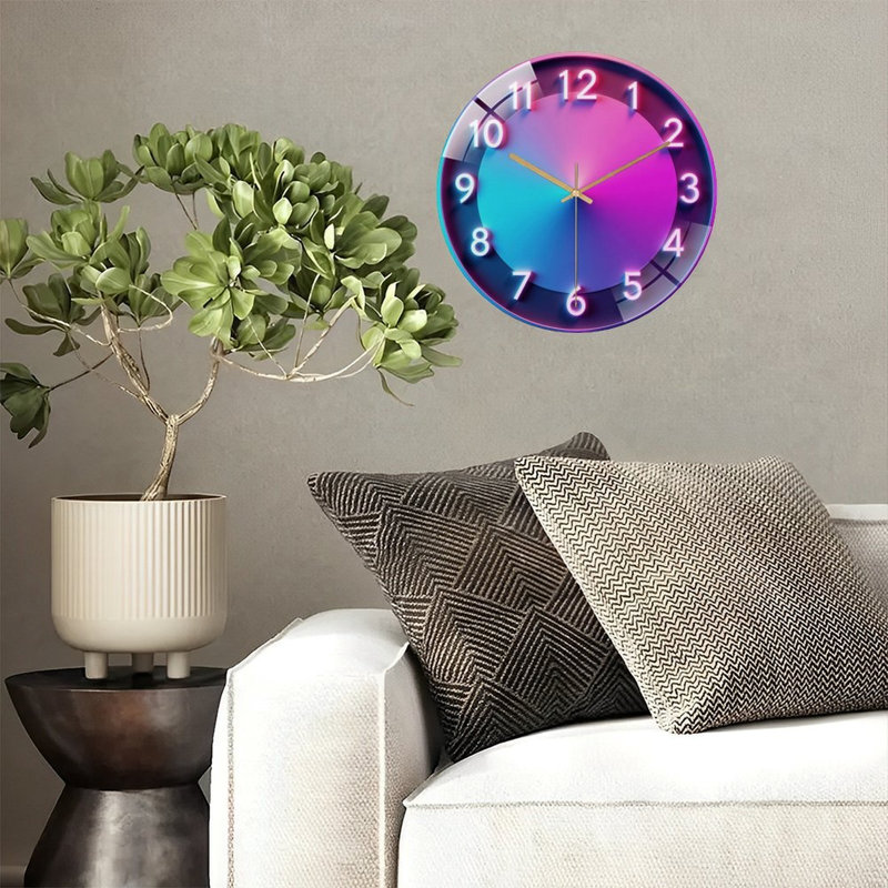 Horloge murale numérique en verre 12 po