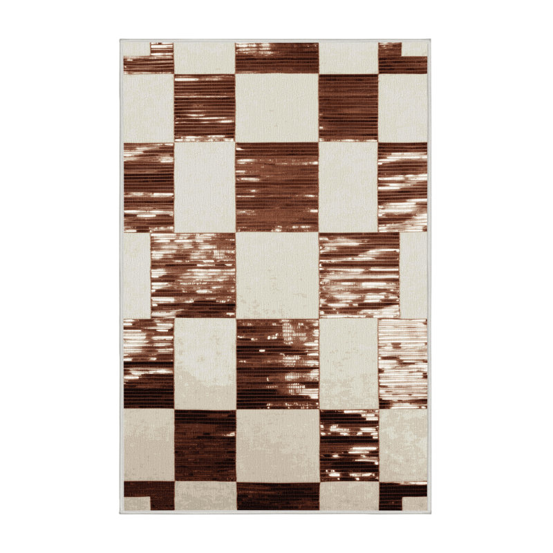Tapis botanique brun lavable à la machine, Tapis de couloir 2 pi x 4 pi