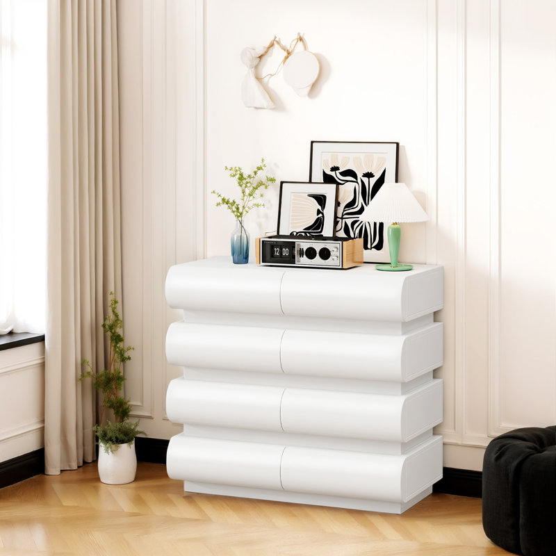 Commode 8 tiroirs pour chambre à coucher, Blanc