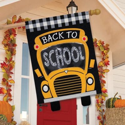 Back to School Burlap House Flag