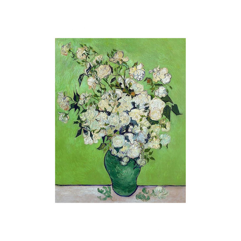 Roses dans un vase, art mural sur toile sans cadre 16 po x 20 po