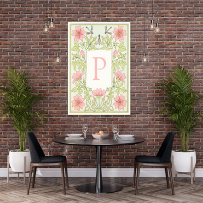 Elegant Floral Letter P Elegant Vintage Abstract Dragonfly Flower Nature Wall Art Print 1 Piece Wrapped Canvas Wall Art