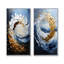 «Gold and Blue Turbulent Waters Spiral I - Abstract Spirals», ensemble de 2 pièces d'art mural-1012311778-1012311790