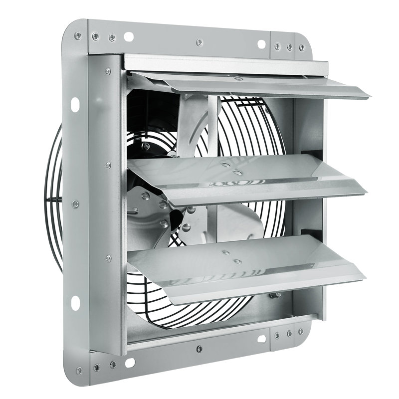 10'' Shutter Exhaust Fan, High-speed 820 CFM, Aluminum Wall Mount Attic Fan with AC-motor, Ventilation and Cooling for Greenhouses, Garages, Sheds, Shops, FCC