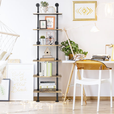 Mestas Industrial Style 6-Tier Wall Mounted Pipe Shelves