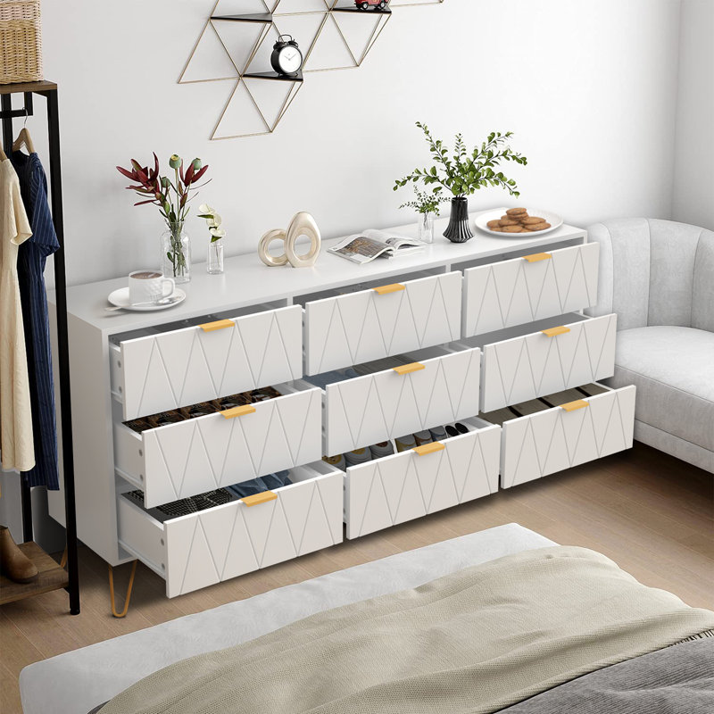Telfair 58.9'' W 9 - Drawer Dresser, White