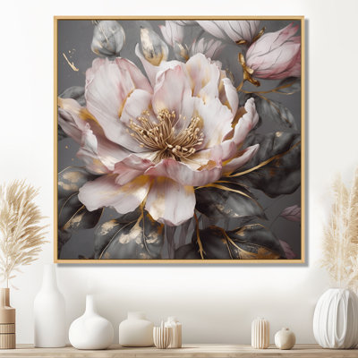 Rose et gris pivoines en fleurs III - pivoines, art mural