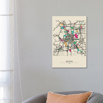 Beijing, China Map by Ayse Deniz Akerman - Print on Canvas