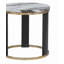 Table de bout 24 po ronde en ivoire ivoire imitation marbre, canapé de salon avec accents dorés, brun / or