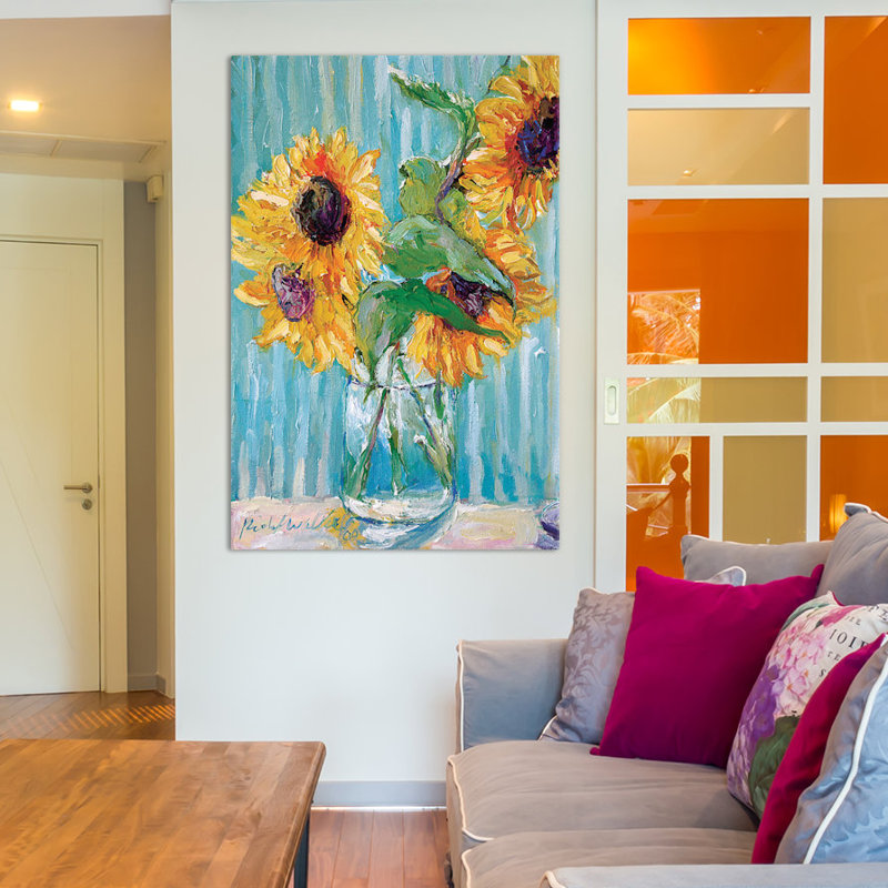 "tournesols ii" , reproduction d’art sur toile tendue, H 12 po x l 18 po x P 1,5 po