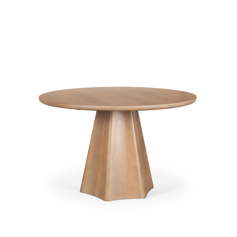 Jovani 48" Solid Light Brown Mango Wood Round Dining Table, Light Brown, 30"H x 48"L x 48"W
