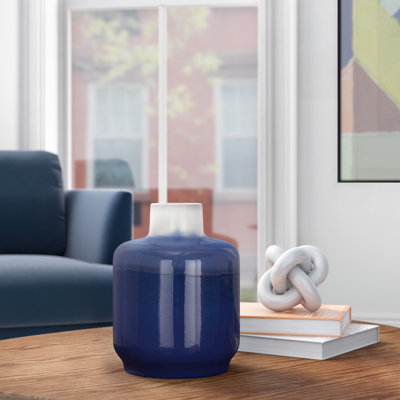 Vase de table en grès bleu / blanc Overbury