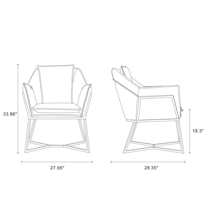 Fauteuil en velours de 28 po Aubie, Bleu
