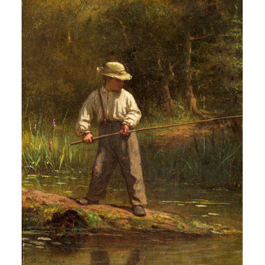 Red Barrel Studio® Boy Fishing On Paper by Eastman Johnson Painting